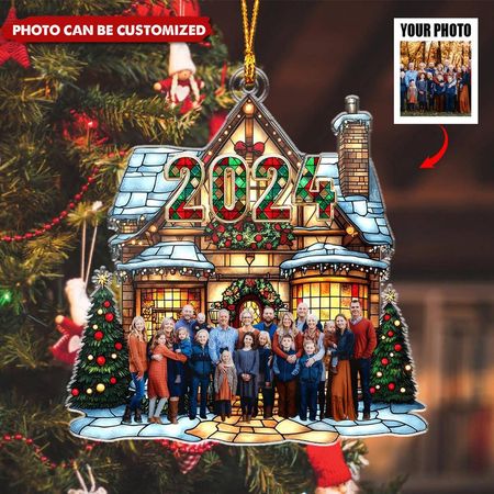 2025 Weihnachtshaus Familie - Personalisiertes Foto Acryl Ornament